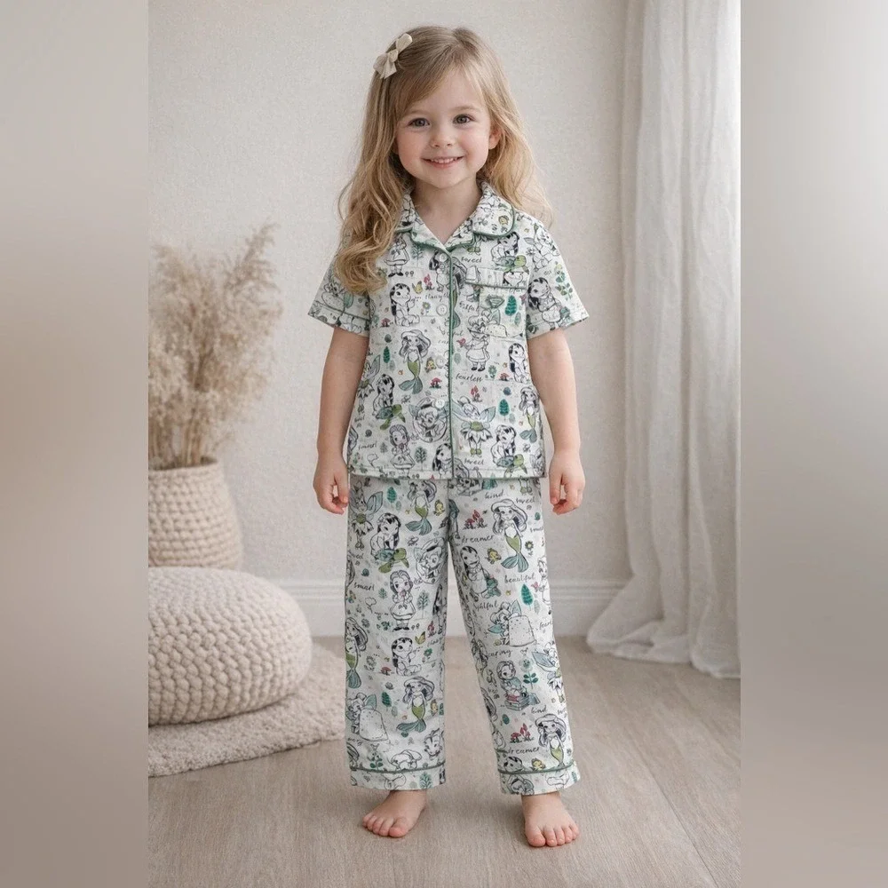 Disney Animators Collection Princess Ariel Belle Tinker Bell Toddler 4T Pajamas